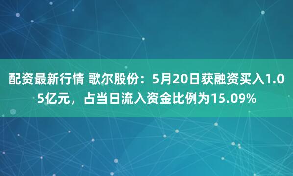 配资最新行情 歌尔股份：5月20日获融资买入1.05亿元，占当日流入资金比例为15.09%